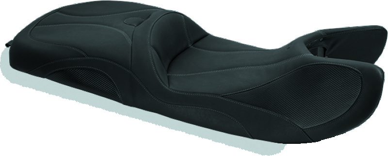 Can-Am Spyder RT One-Piece Motorcycle Seat - Mustang Motorcycle - Touring with Gunmetal Stitching and Carbon Fiber-Styled Vinyl Accents - Black - `10-`21